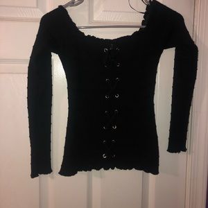 Black off the shoulder shirt